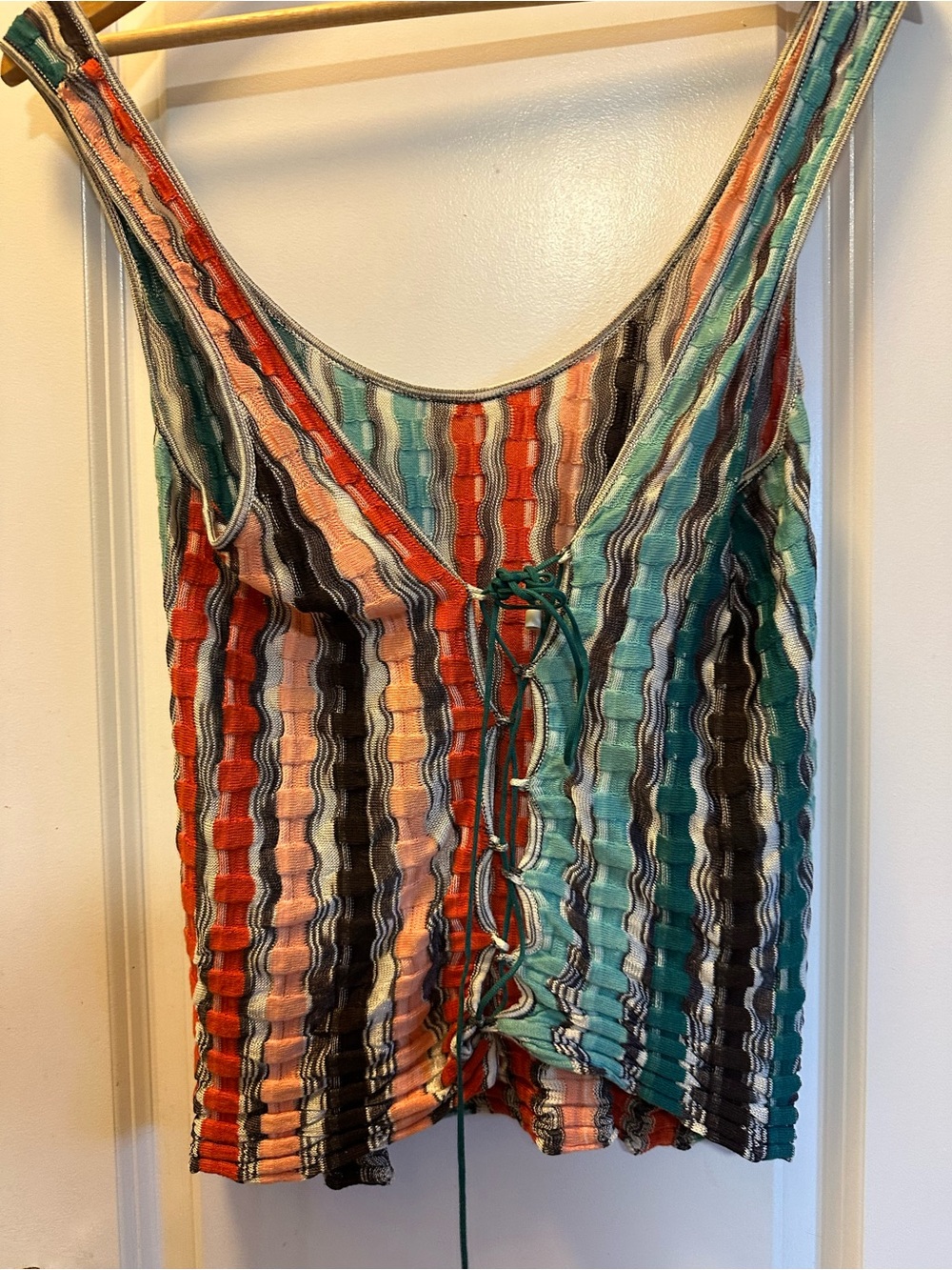 M Missoni Multicolor Zigzag Knit Tank Top Made in Italy Size 44 US 8 - Picture 6 of 8